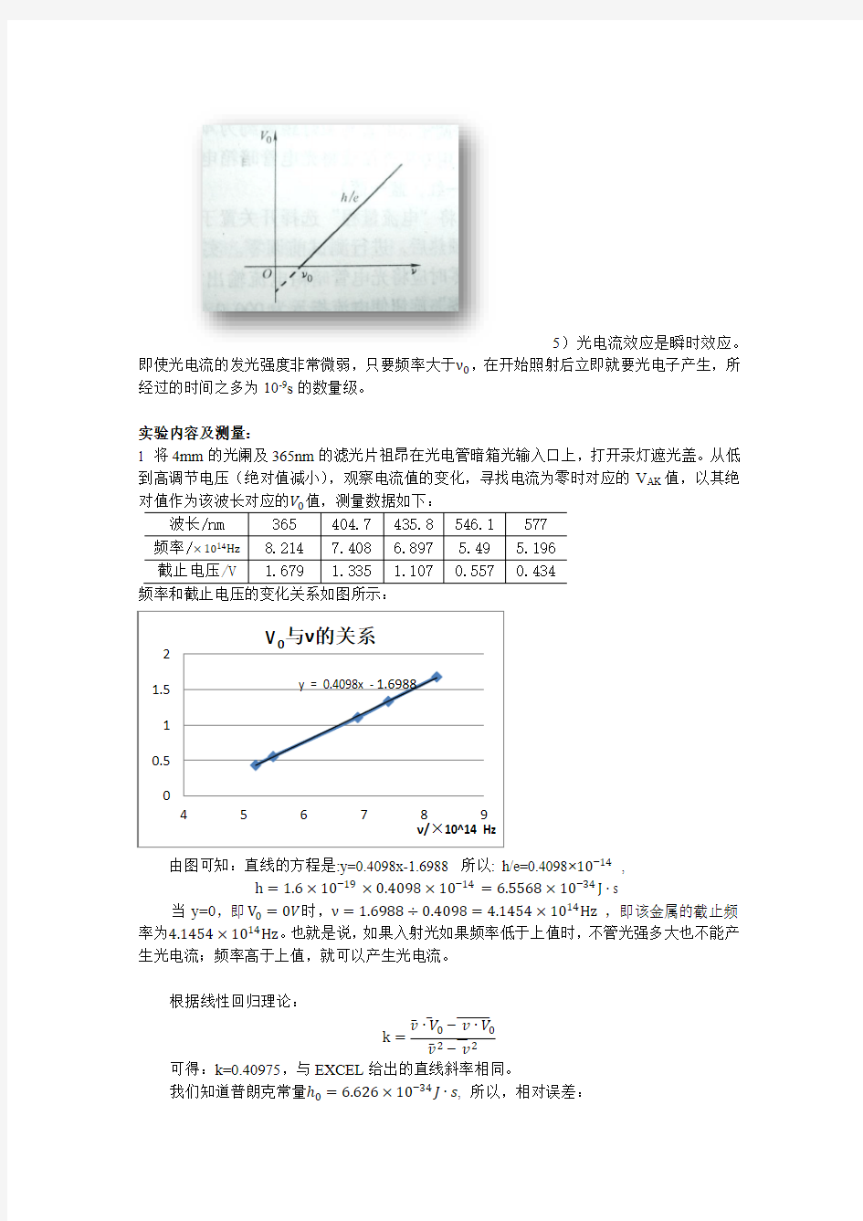 光电效应  物理实验报告