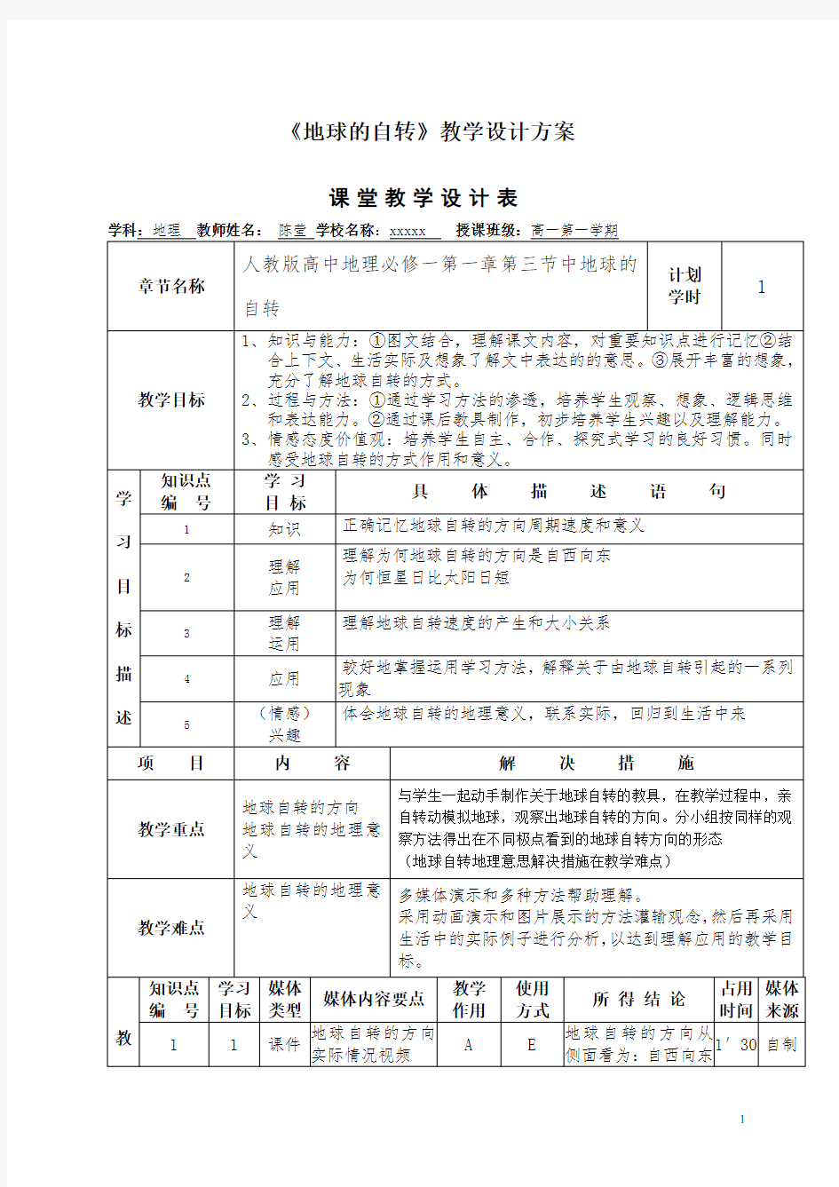 地球的自转-教学设计