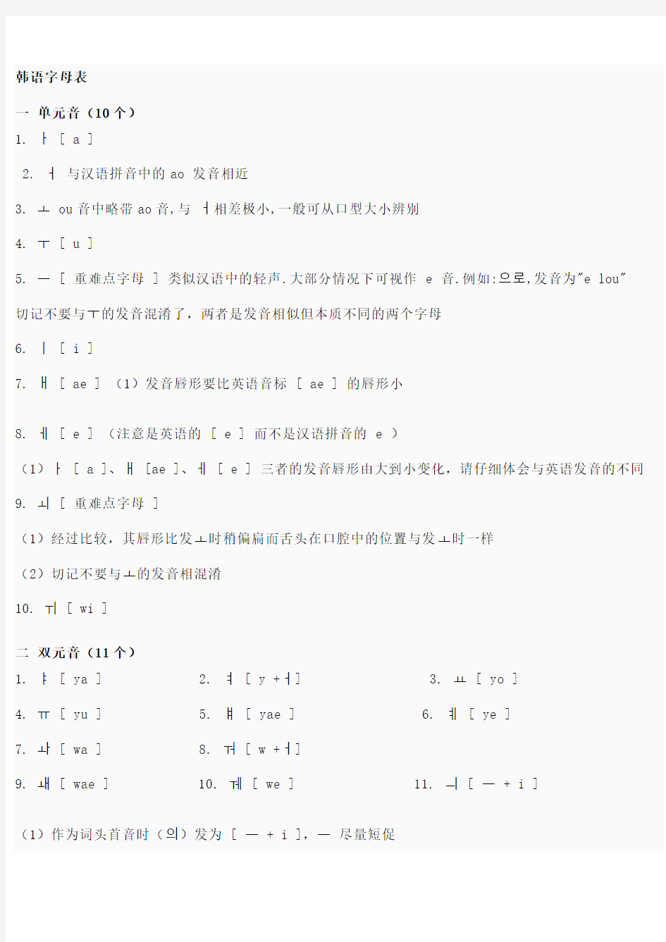 韩语元音辅音字母大全[1]