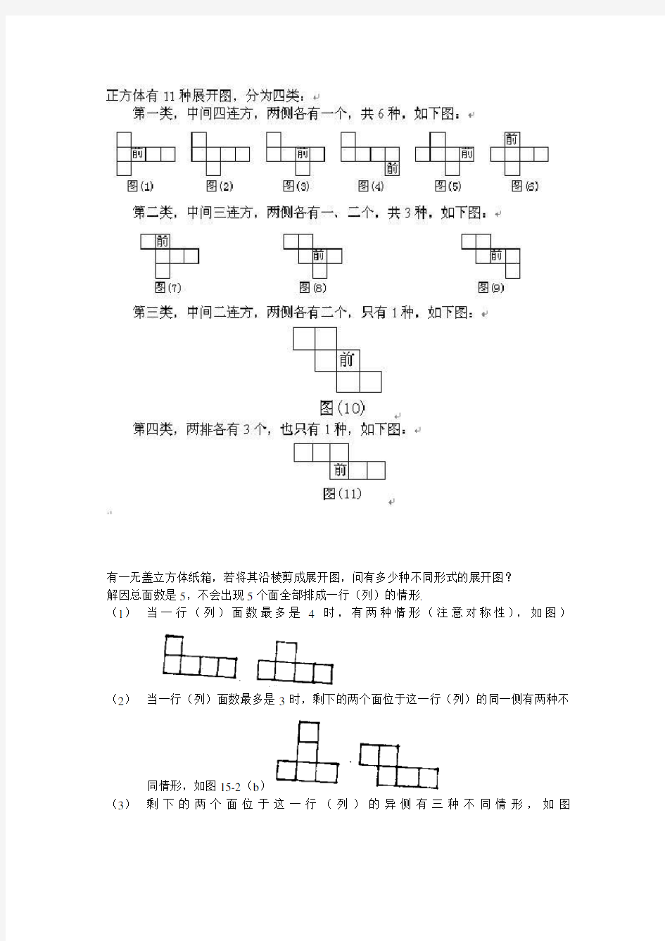 正方体的11种折叠法及背会小窍门小口诀