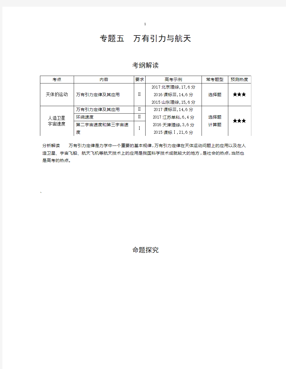 高考物理专题 万有引力与航天(含答案)