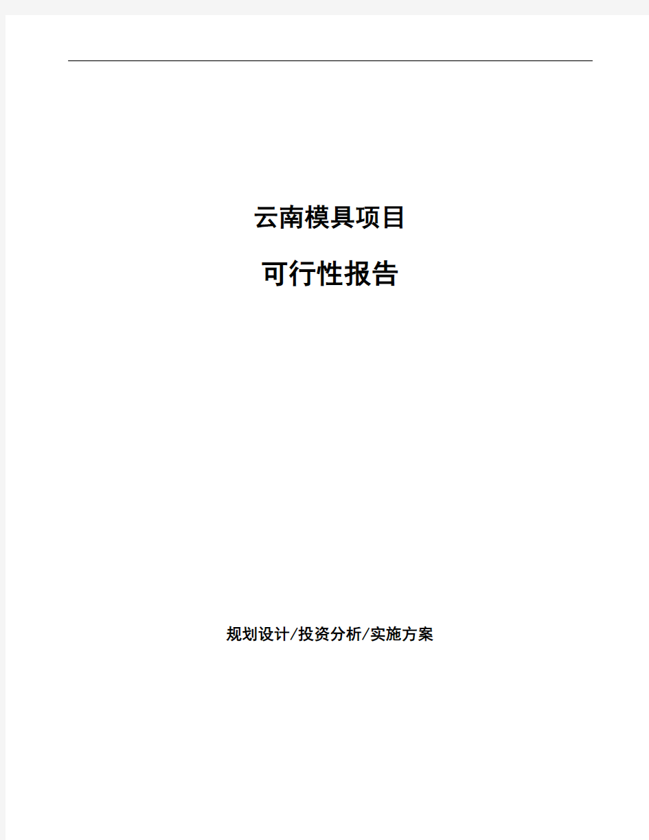 云南模具项目可行性报告