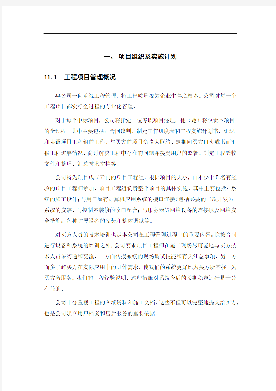 项目组织及实施计划