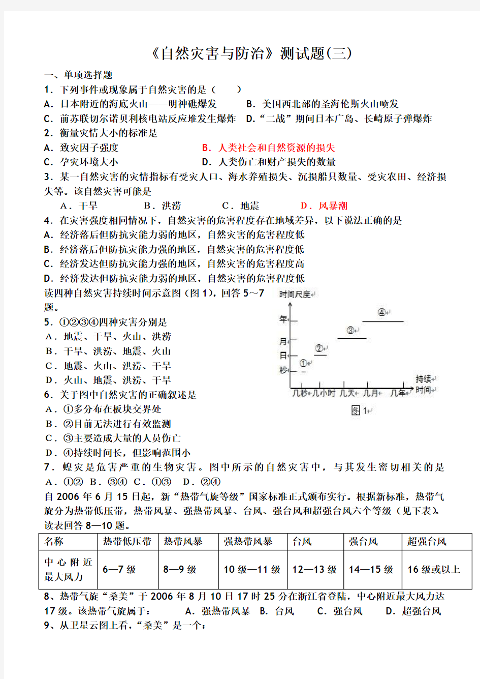 高中地理-选修五《自然灾害与防治》