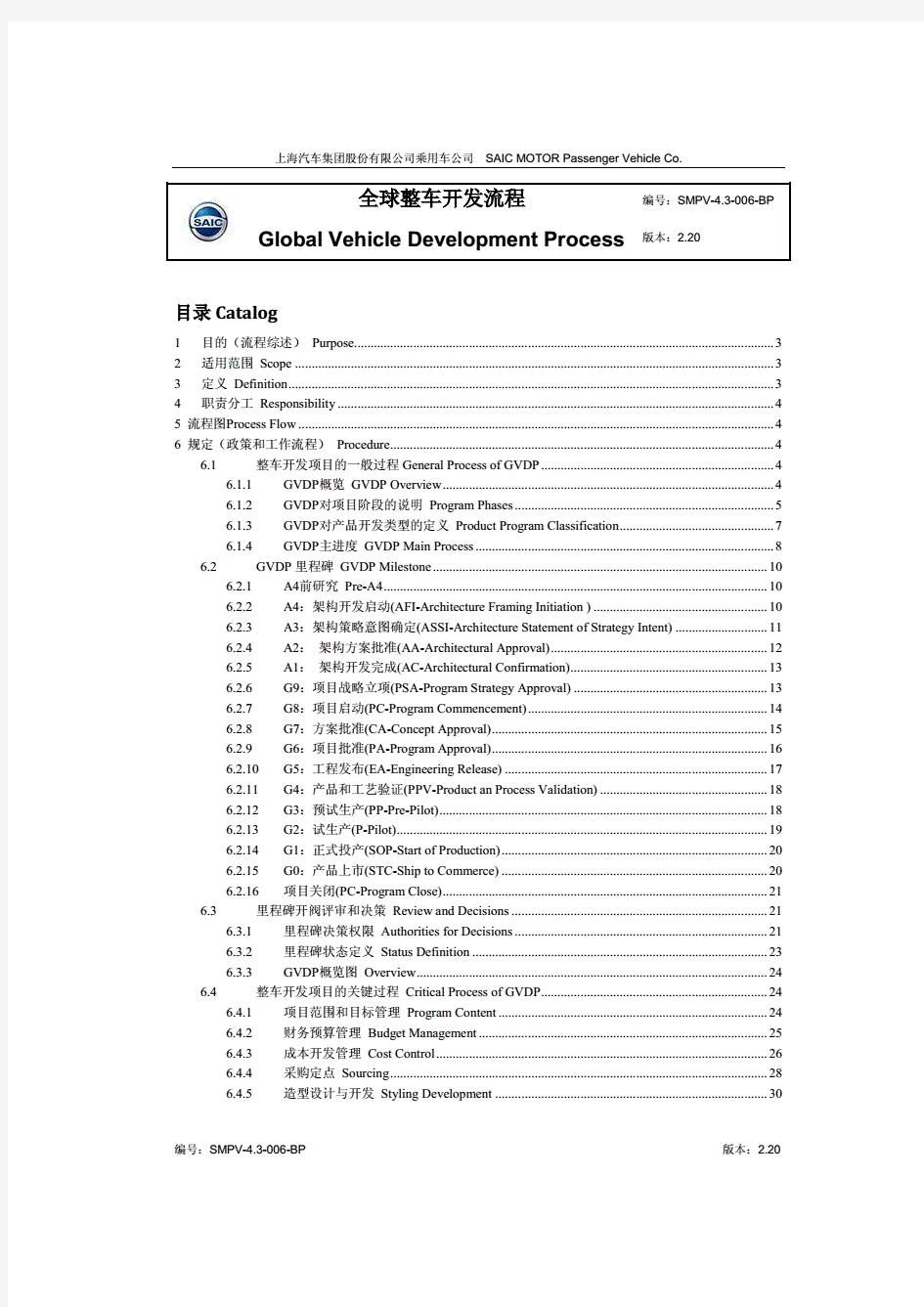 GVDP全球整车开发流程