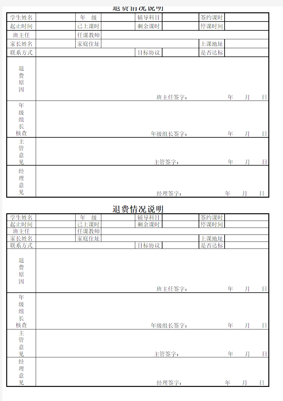 退费情况说明