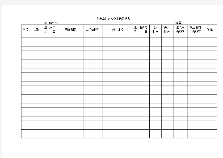 配电室外来人员来访登记表