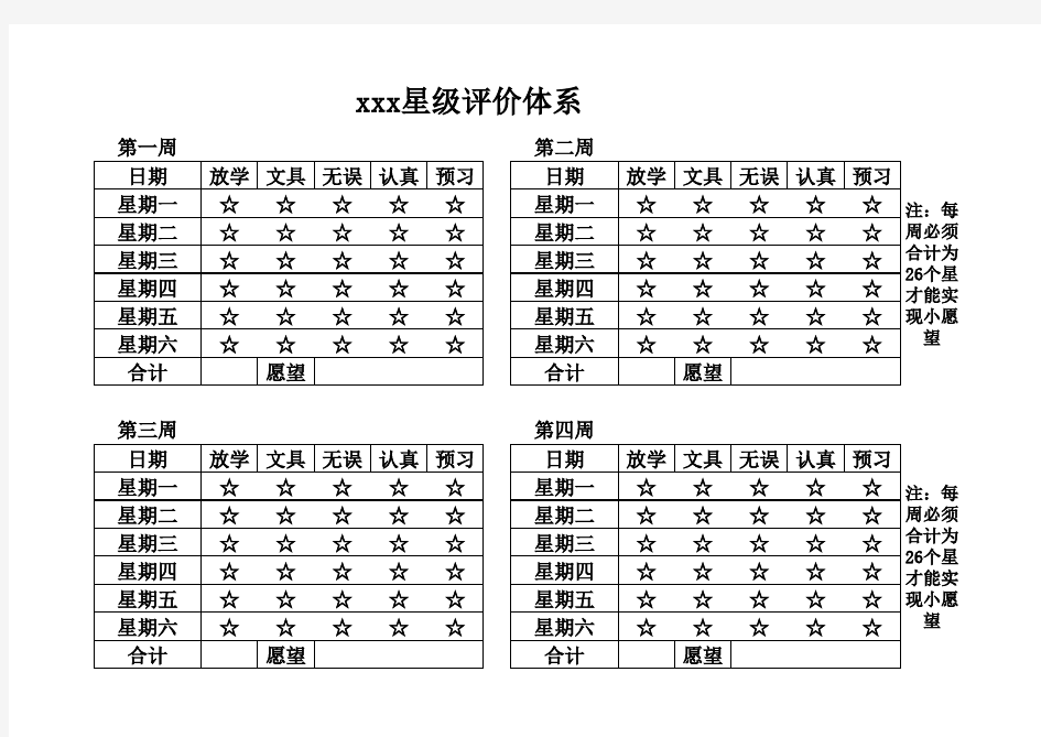 小学生家庭评价表