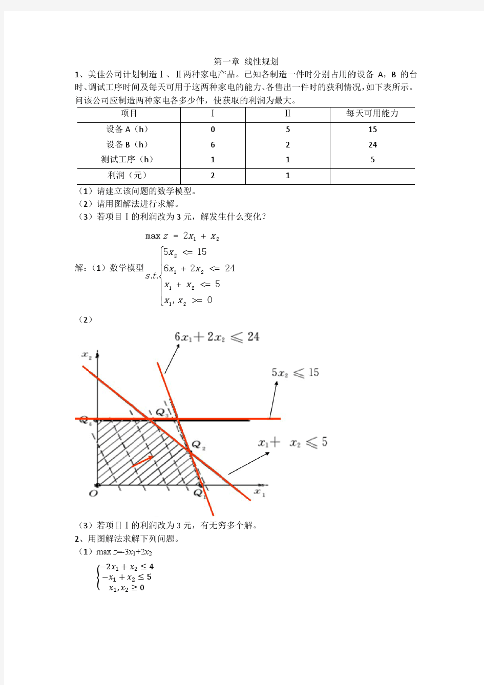 第一章 线性规划+答案