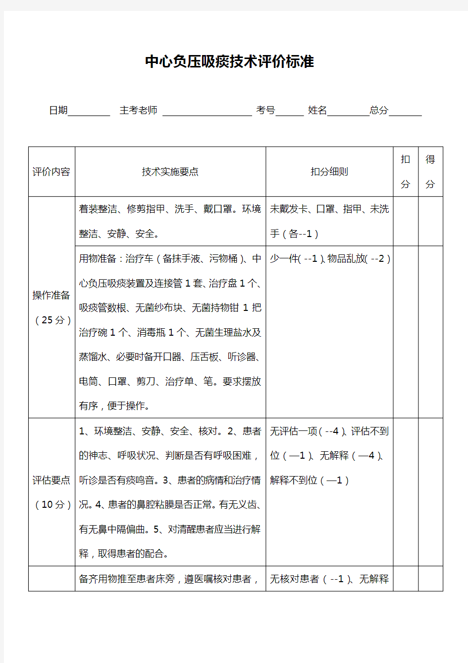 中心负压吸痰操作