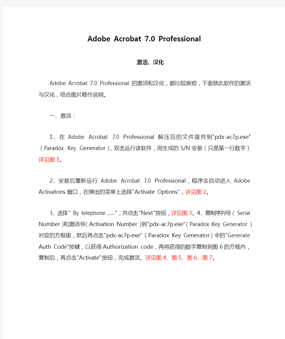 Adobe Acrobat 7.0 Professional汉化与激活方法
