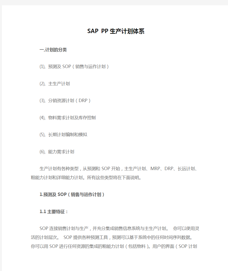 SAP PP生产计划体系