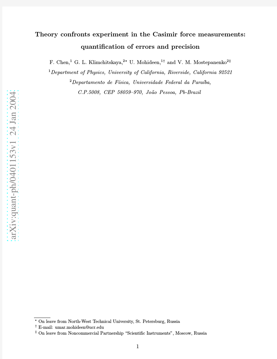 Theory confronts experiment in the Casimir force measurements quantification of errors and