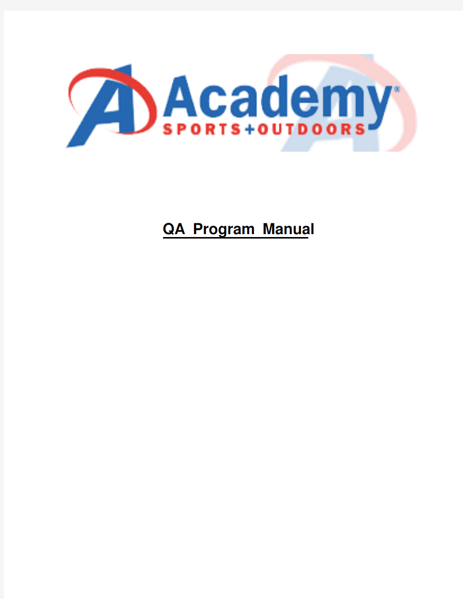 QA Program Manual