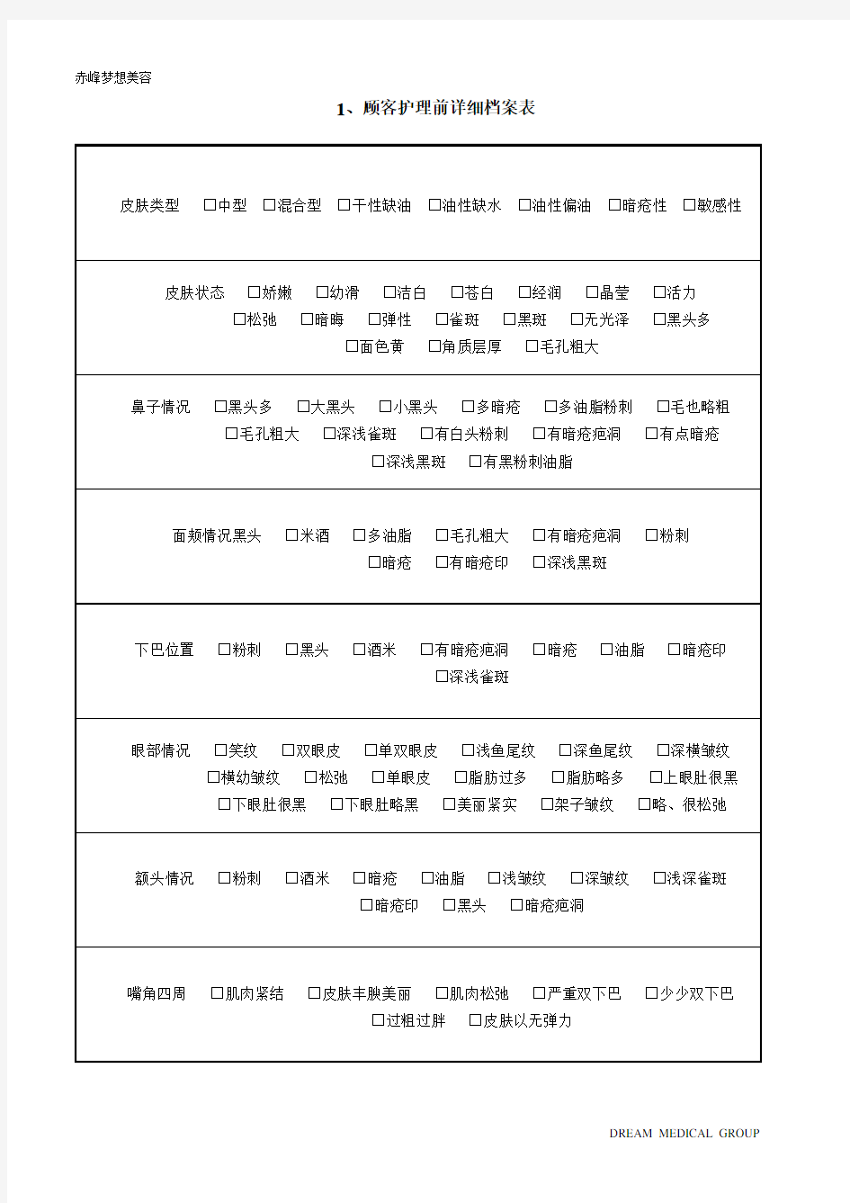 美容院顾客管理档案表