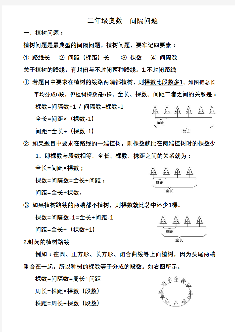 小学二年级奥数间隔问题练习