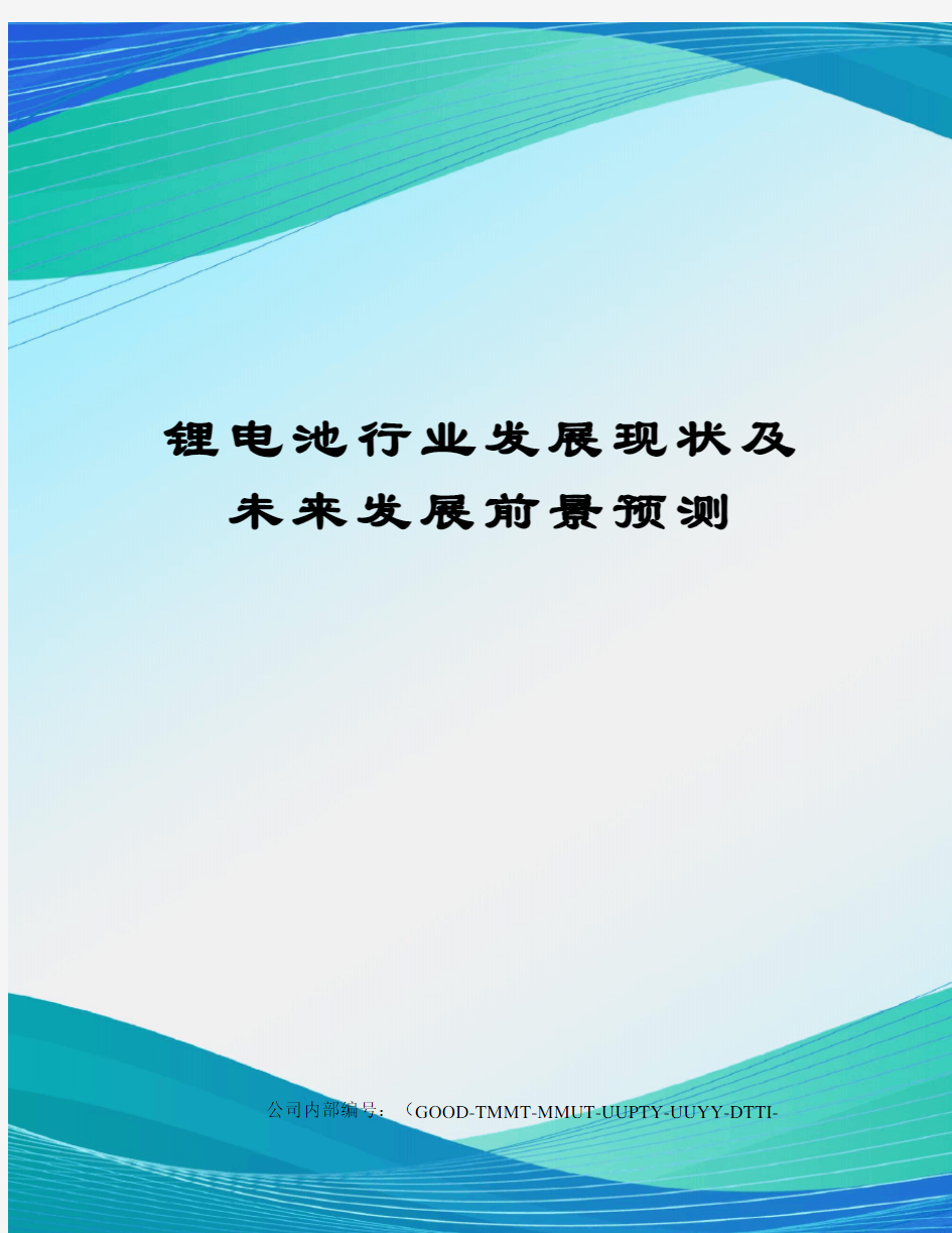 锂电池行业发展现状及未来发展前景预测精编版