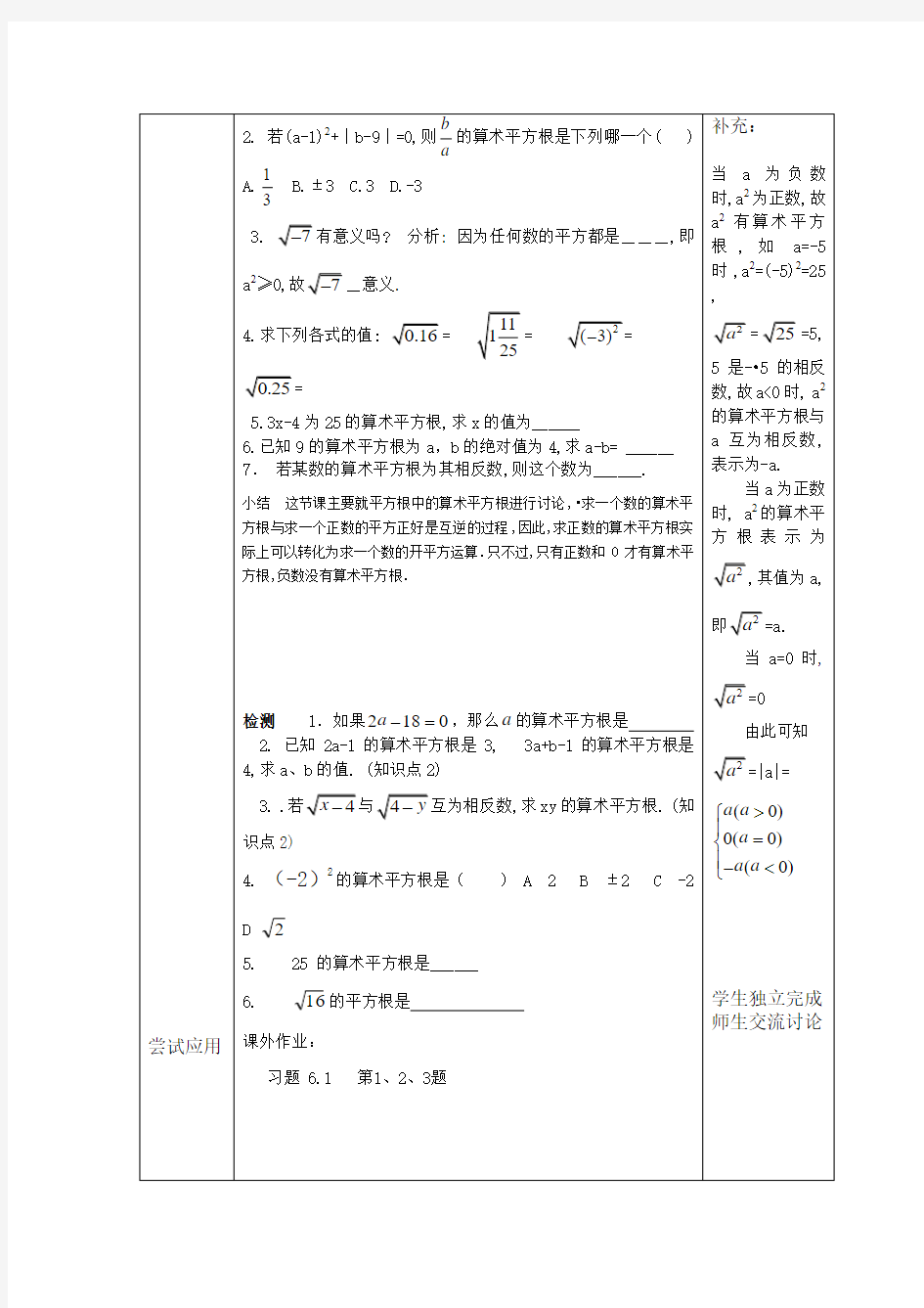 数学人教版七年级下册6.1平方根(1)