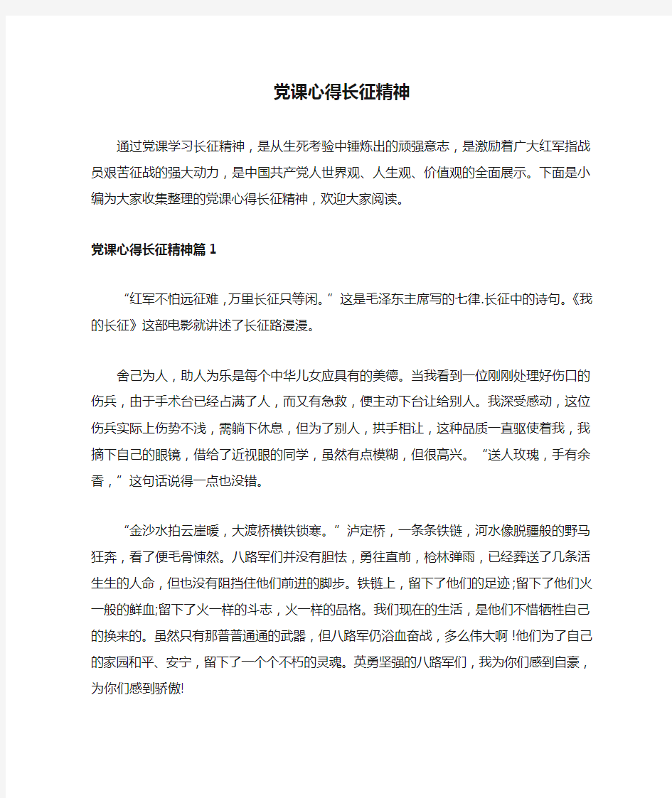 党课心得长征精神