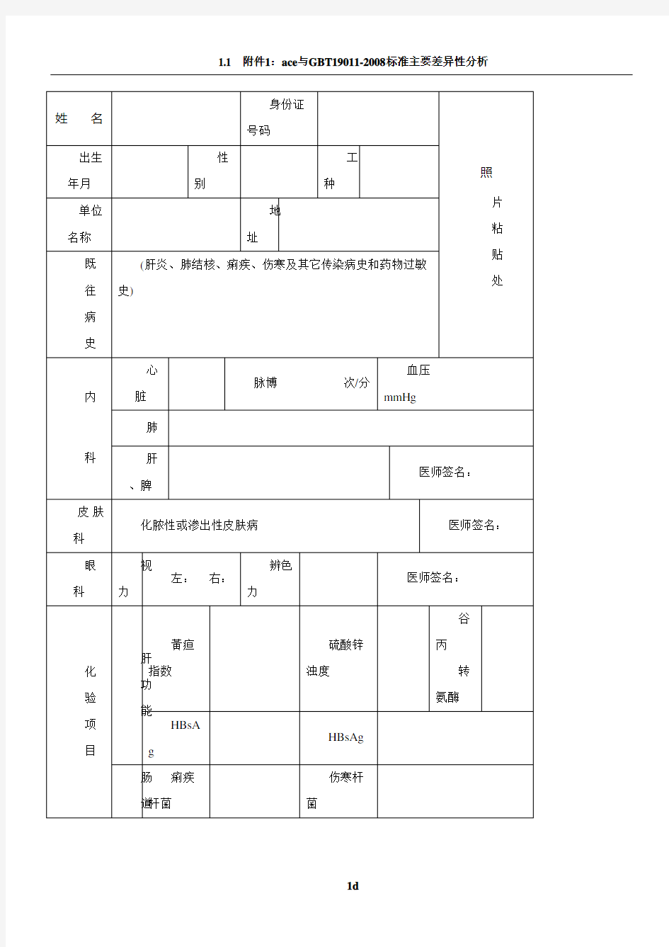 药店从业人员体检表