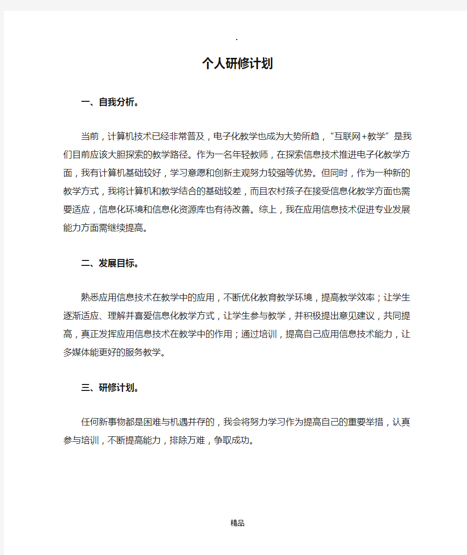 教师计算机能力提升个人研修计划