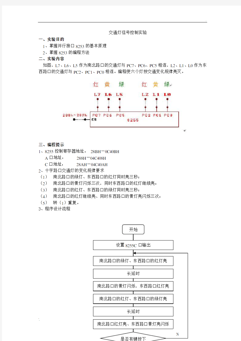 微机原理交通灯控制实验及其详细