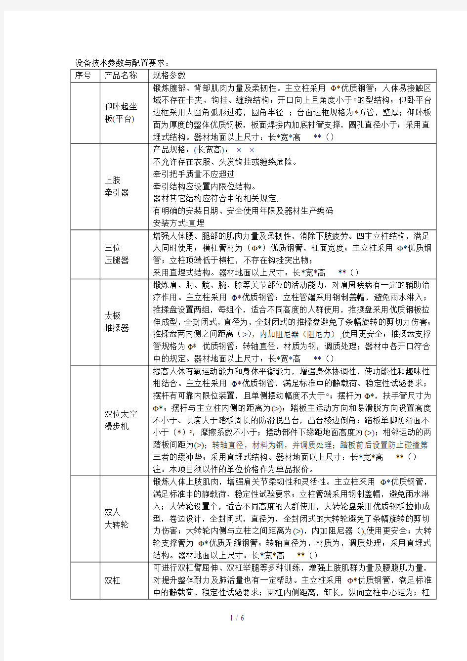 设备技术参数与配置要求