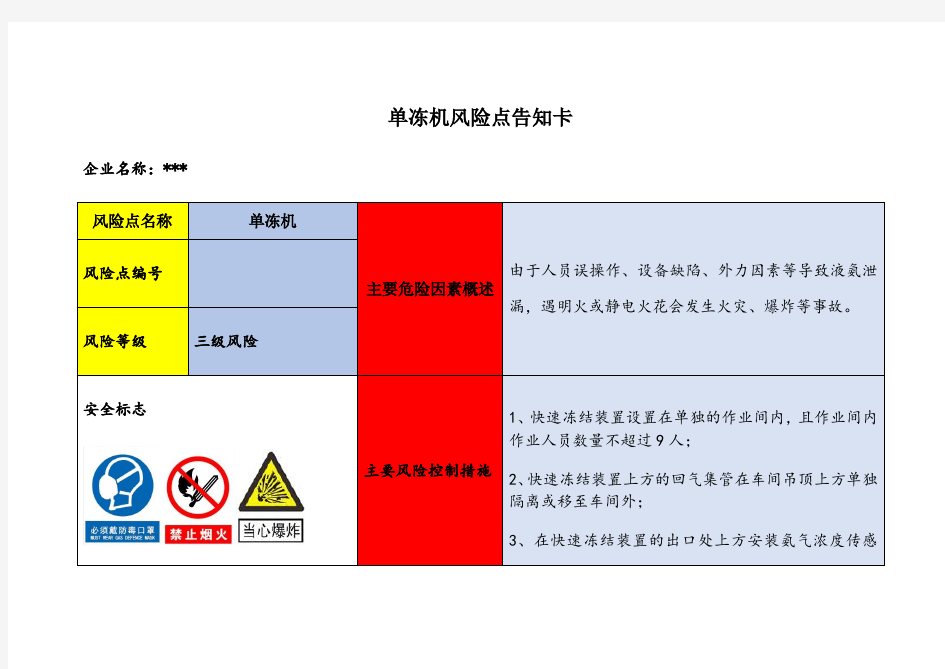 企业危险源辨识风险点告知卡