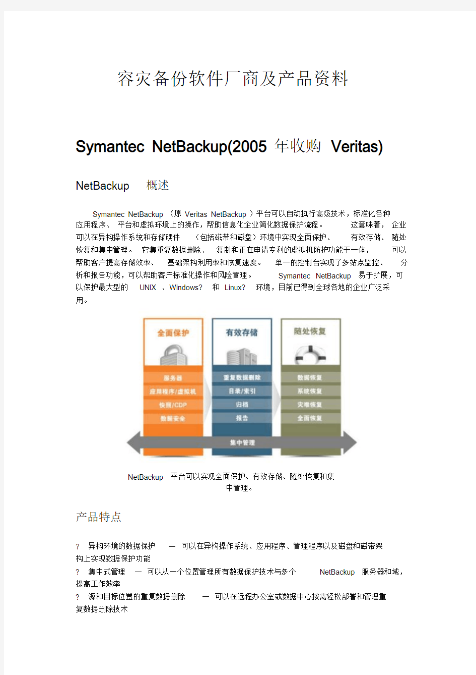 容灾备份厂商及产品介绍.doc