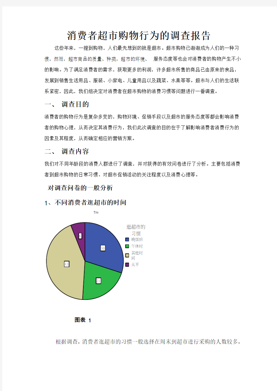 消费者超市购物行为的调查报告