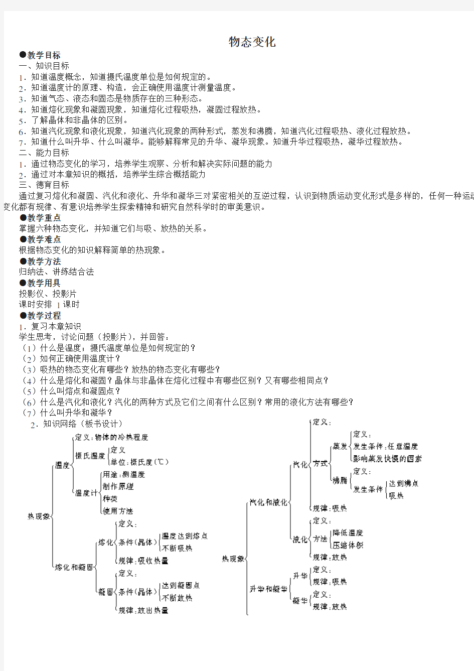 初中物理物态变化教案