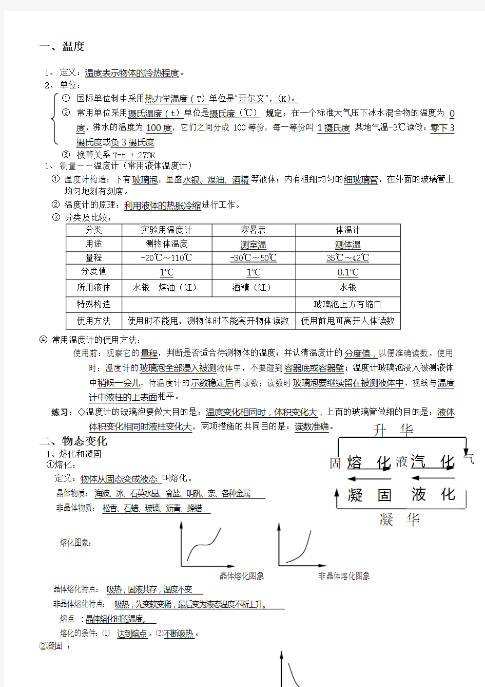 初中物理物态变化教案