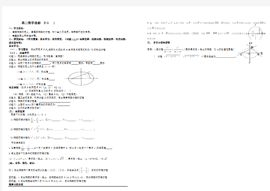 §2.2.1《椭圆及其标准方程》导学案