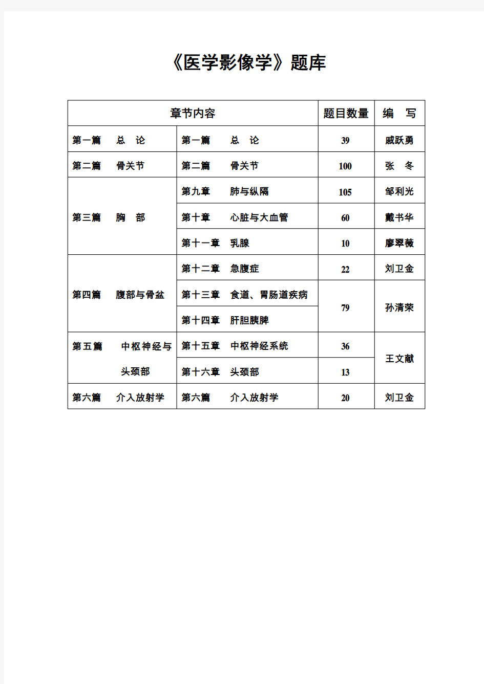 医学影像学题库