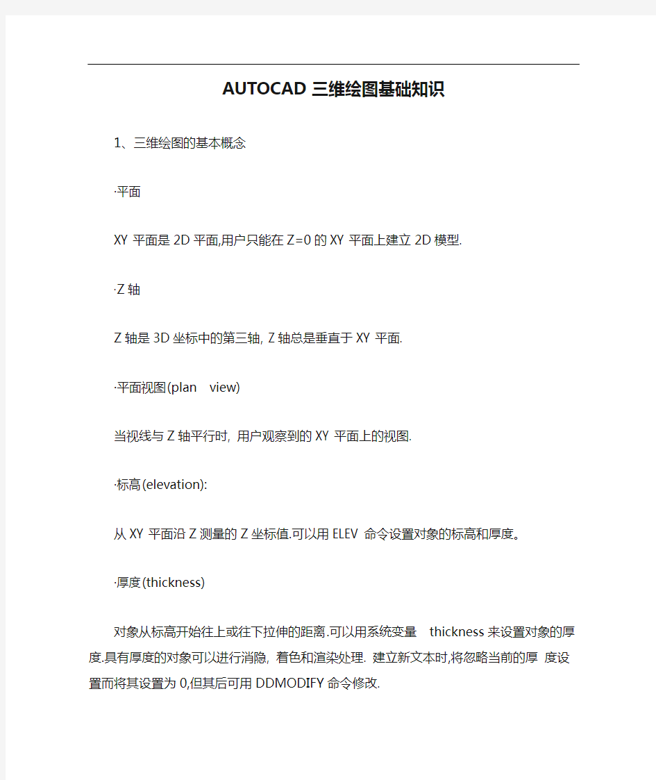 AUTOCAD三维绘图基础知识