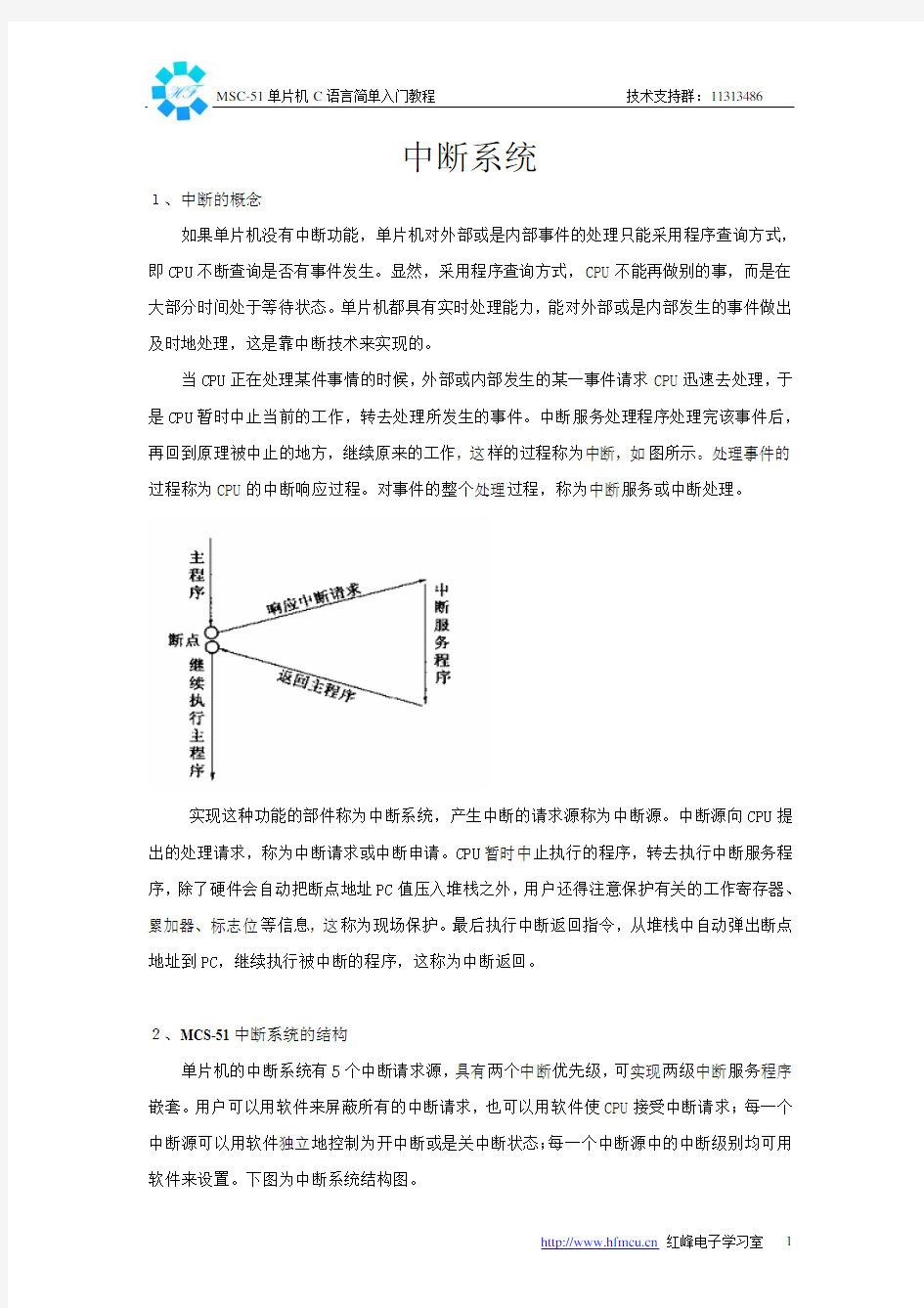 单片机中断系统原理应用