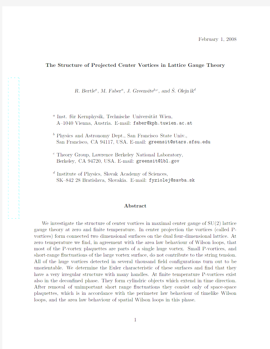 The Structure of Projected Center Vortices in Lattice Gauge Theory