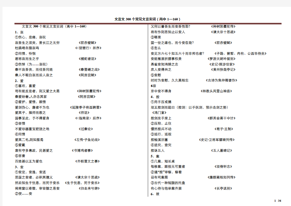 文言文300个常见文言实词(高中1—160)(压缩版)