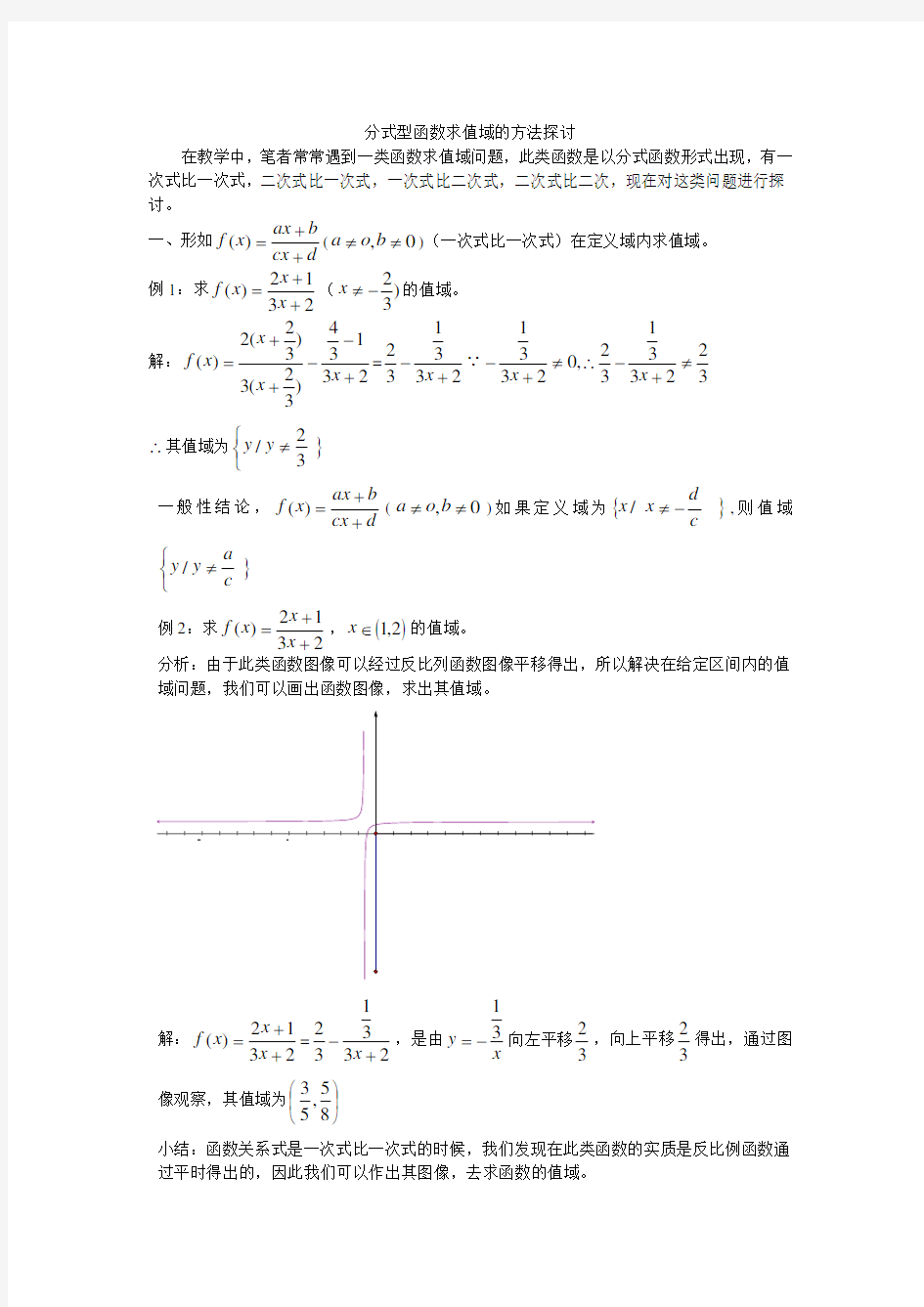 分式函数求值域