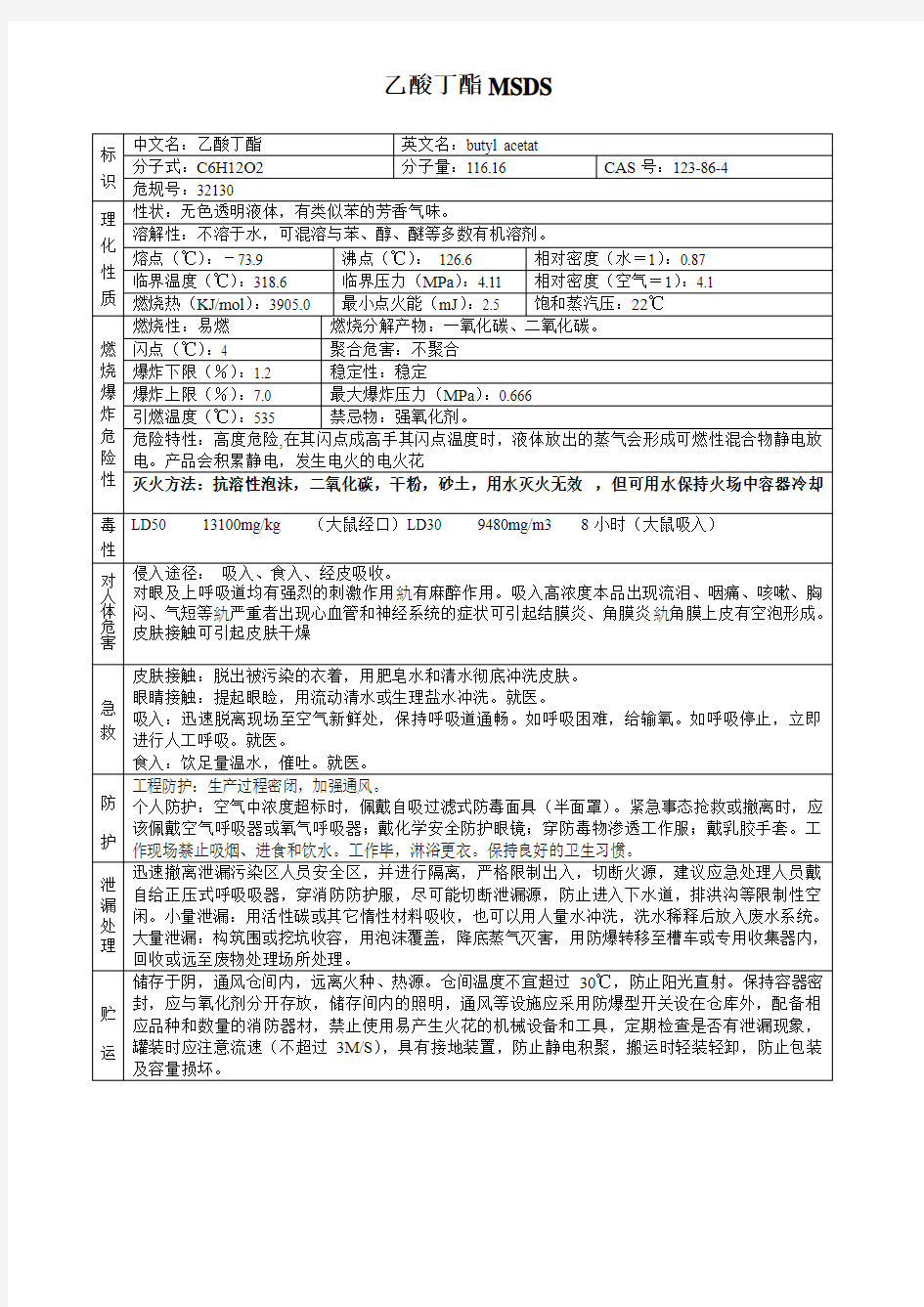 醋酸乙酯MSDS