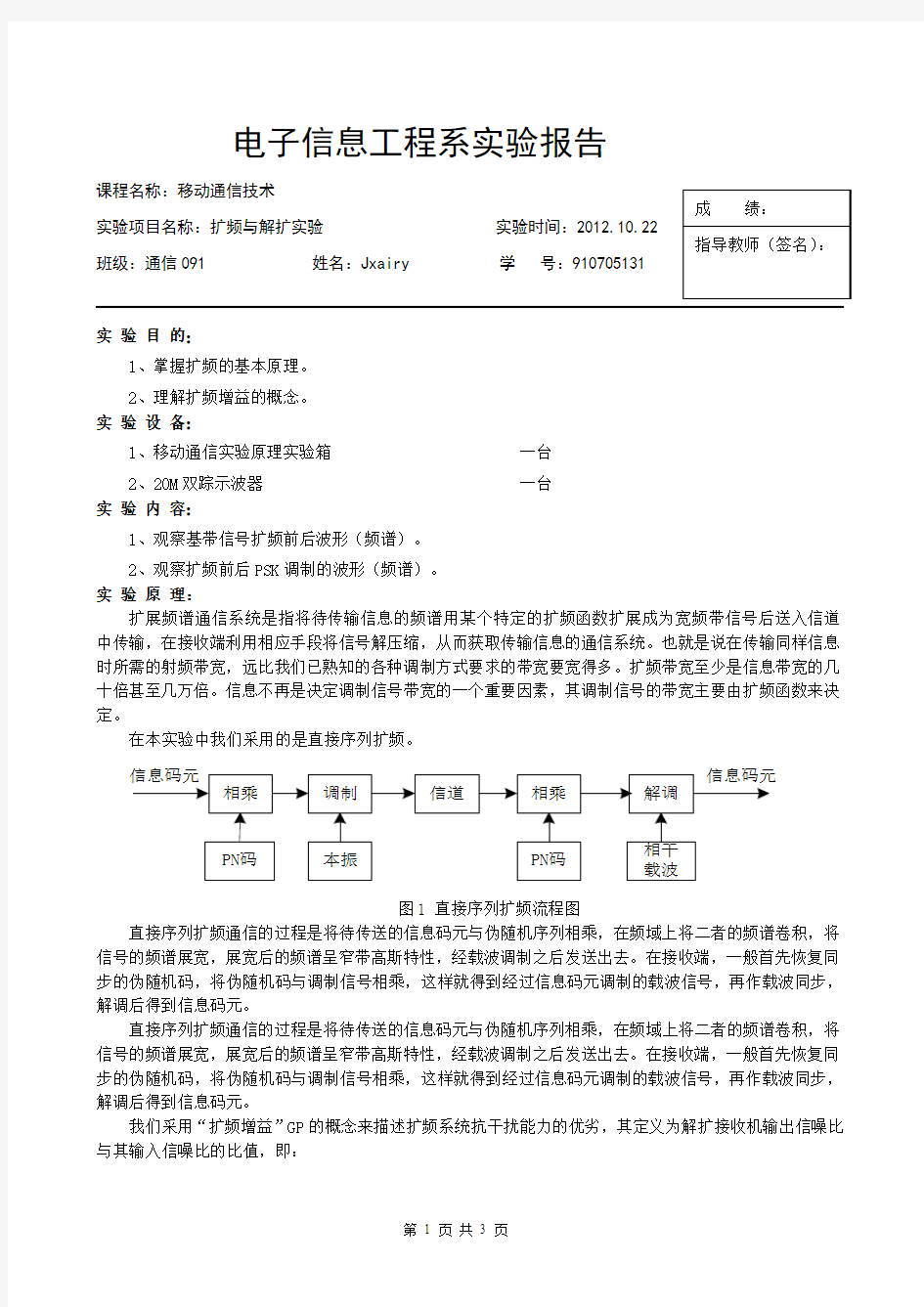 扩频与解扩实验