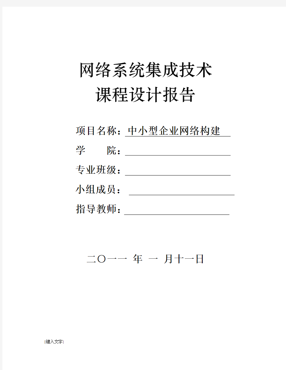 网络规划与系统集成课程设计报告