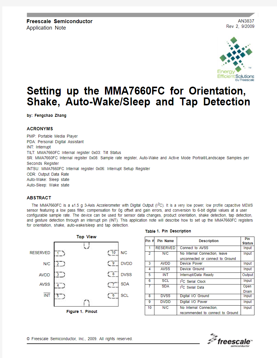 MMA7660初始化设置