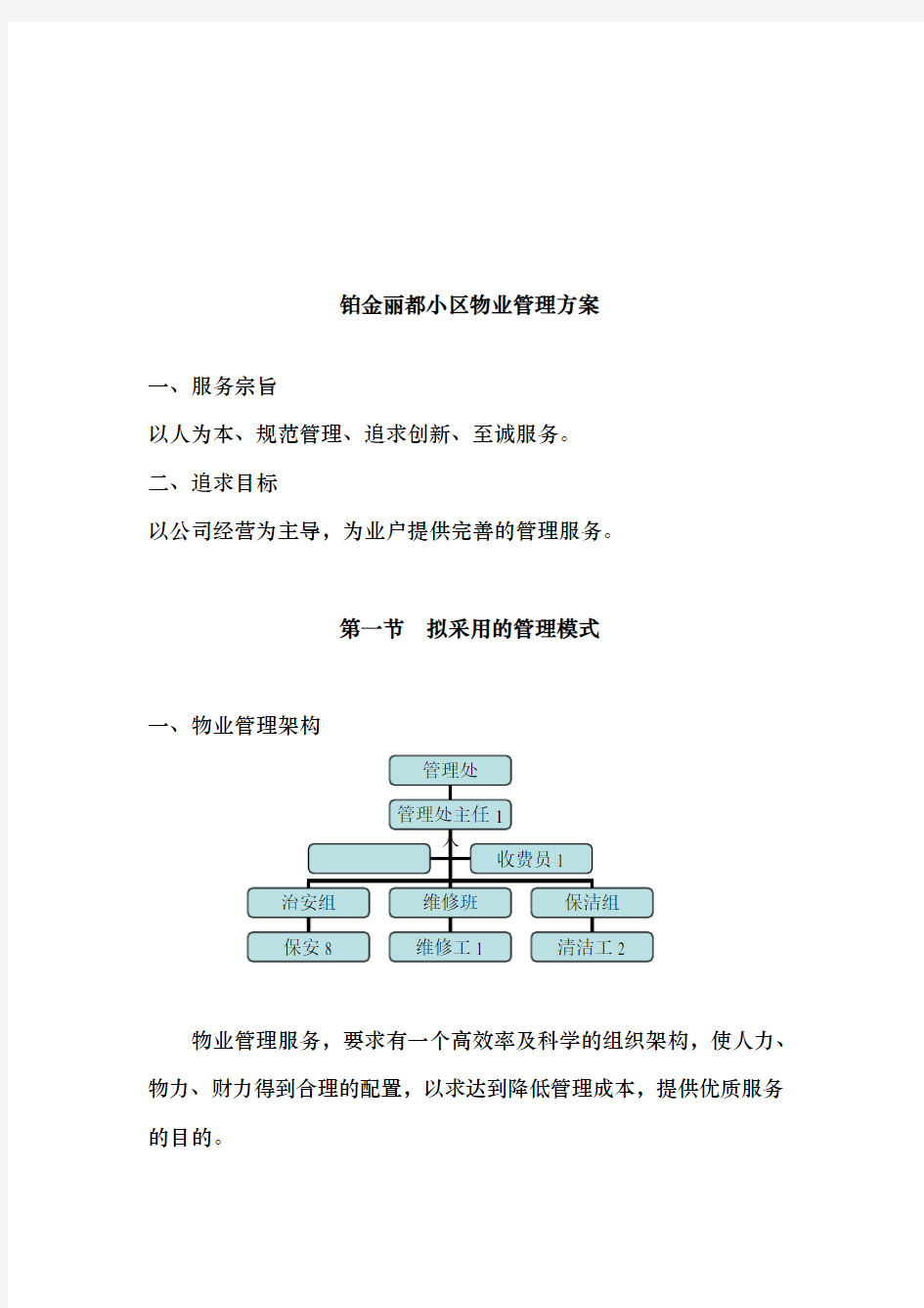 小区物业管理方案说明