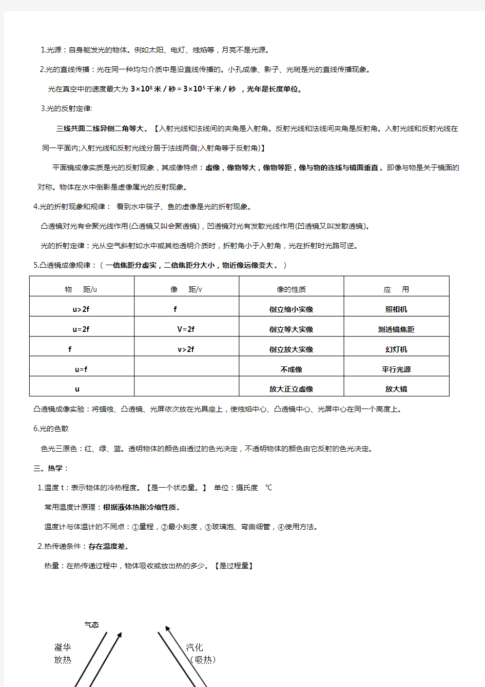 初中物理基本公式及基本概念大全