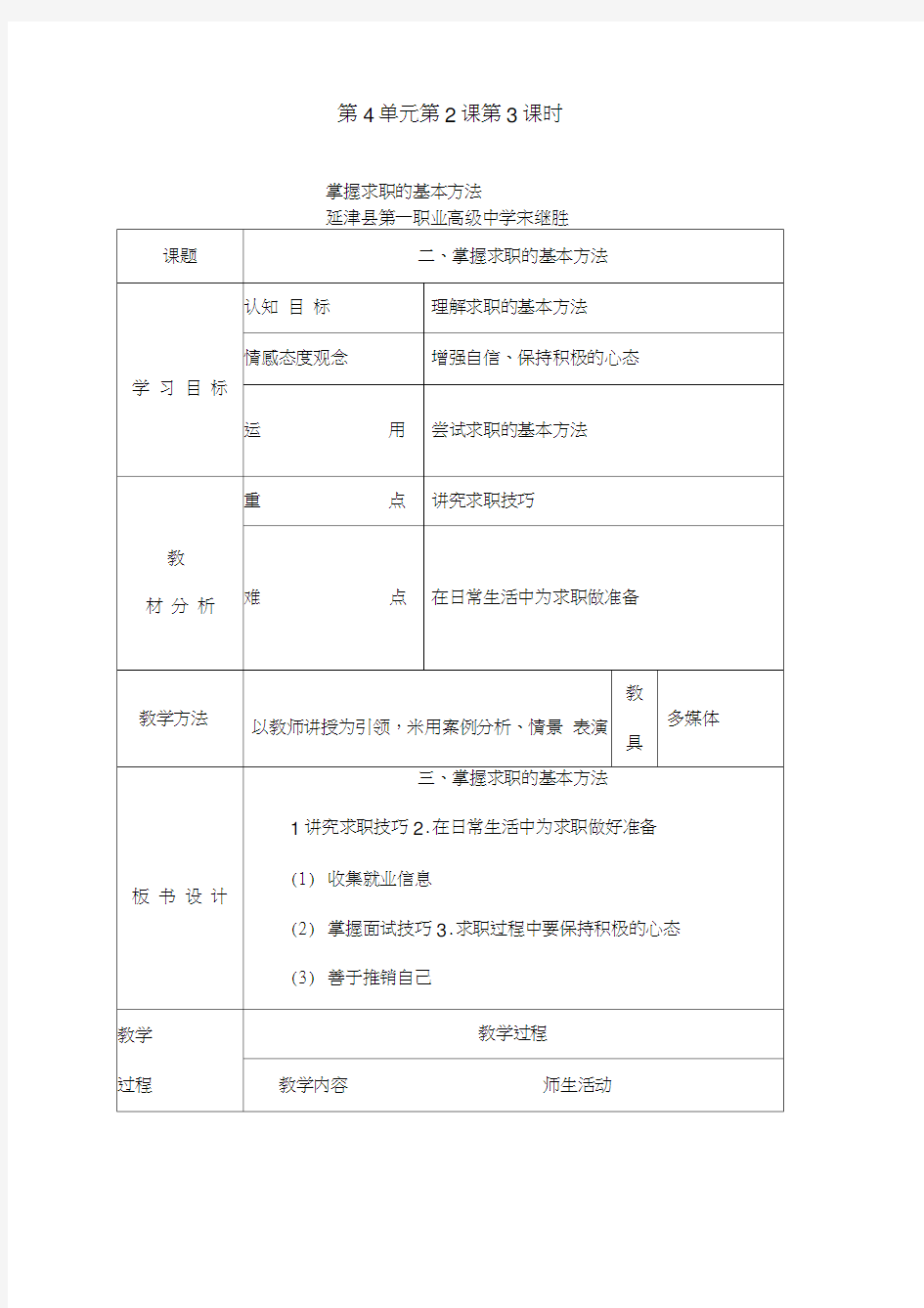 掌握求职的基本方法教案