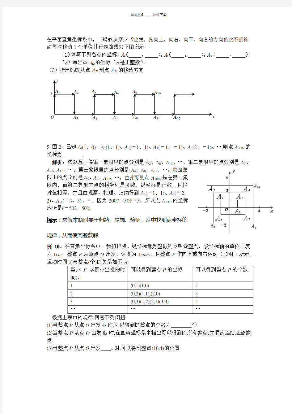 初一数学坐标点找规律问题总结