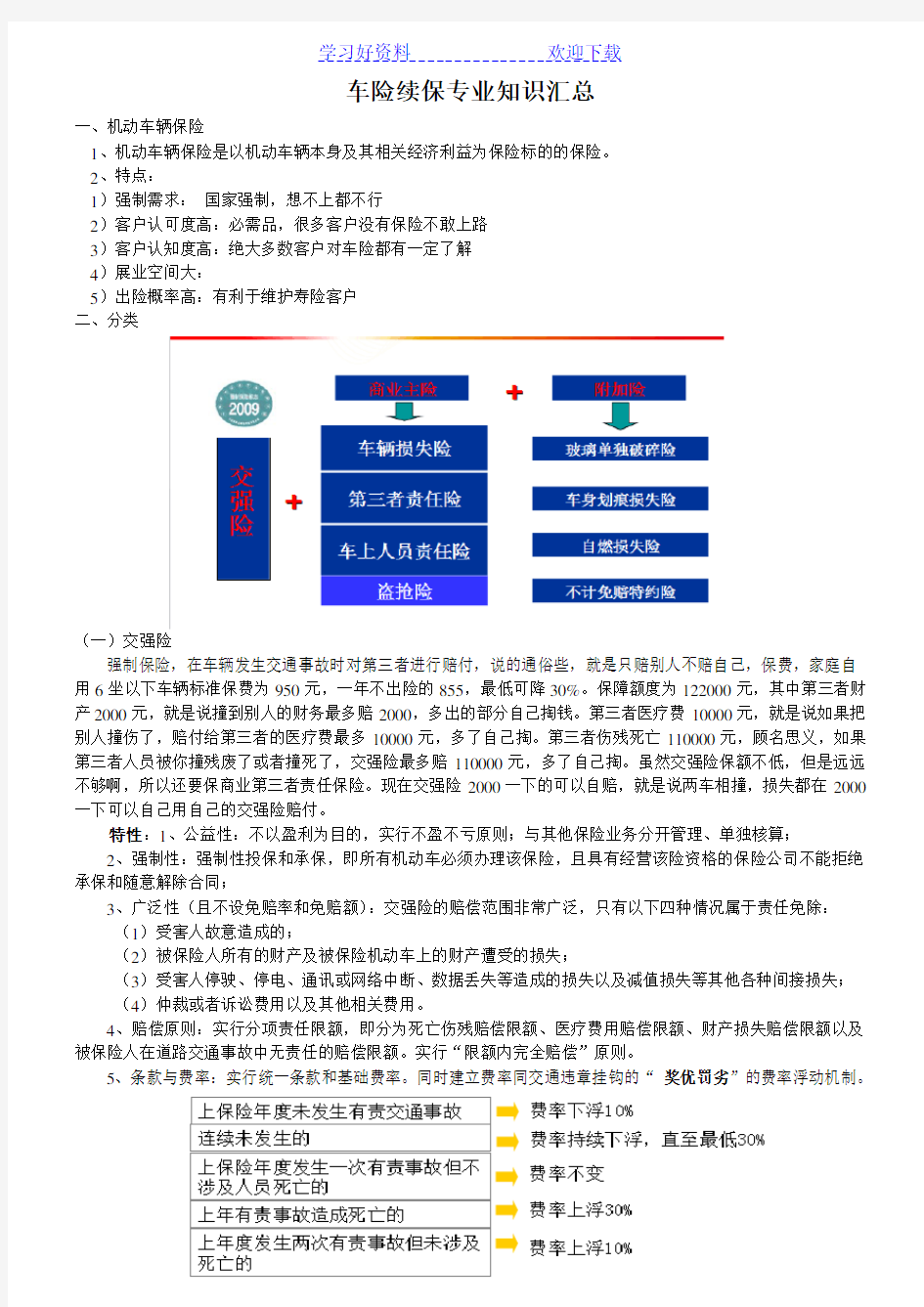 车险续保专业知识汇总