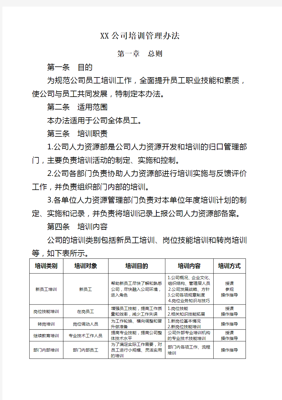 公司培训管理办法 