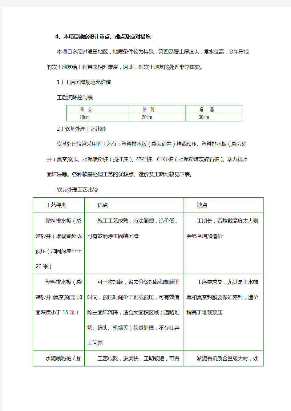 软土路基处理方案